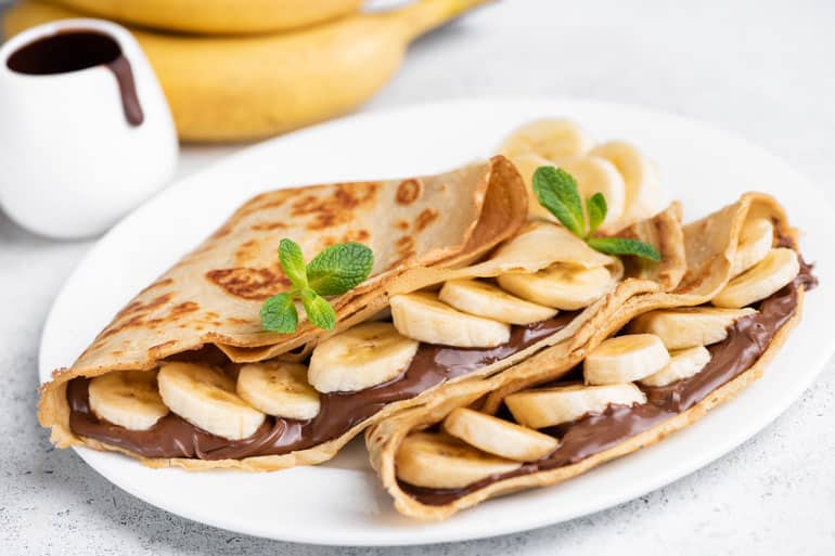 Crepe Crepes mit Bananen und Nugatcreme